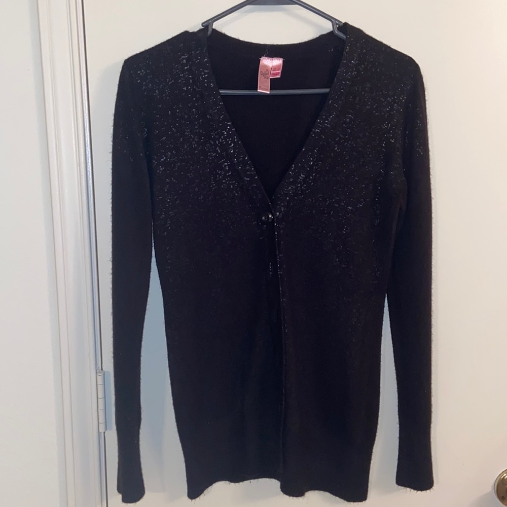 Black with gray foil accent cardigan